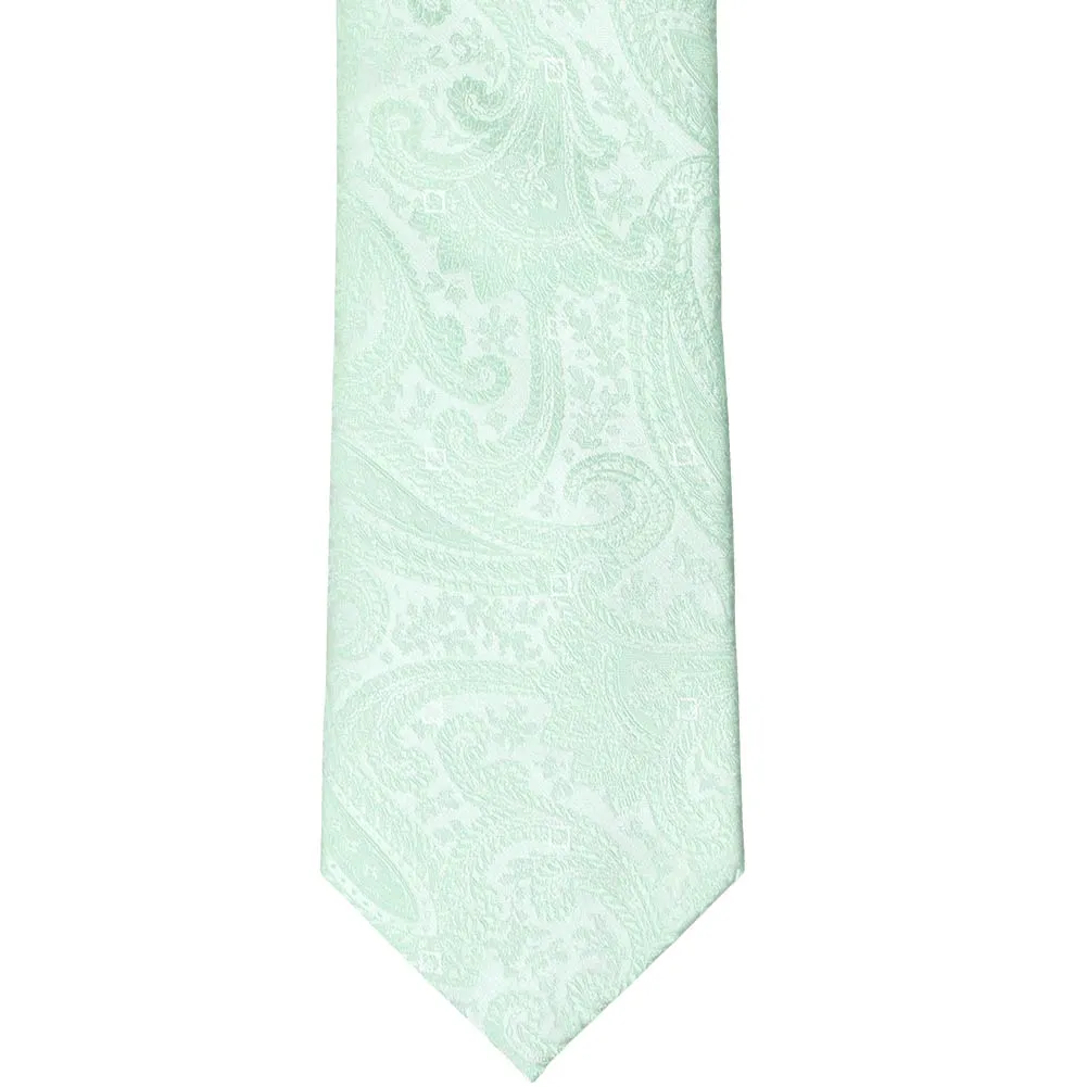 Seafoam Clara Paisley Extra Long Necktie