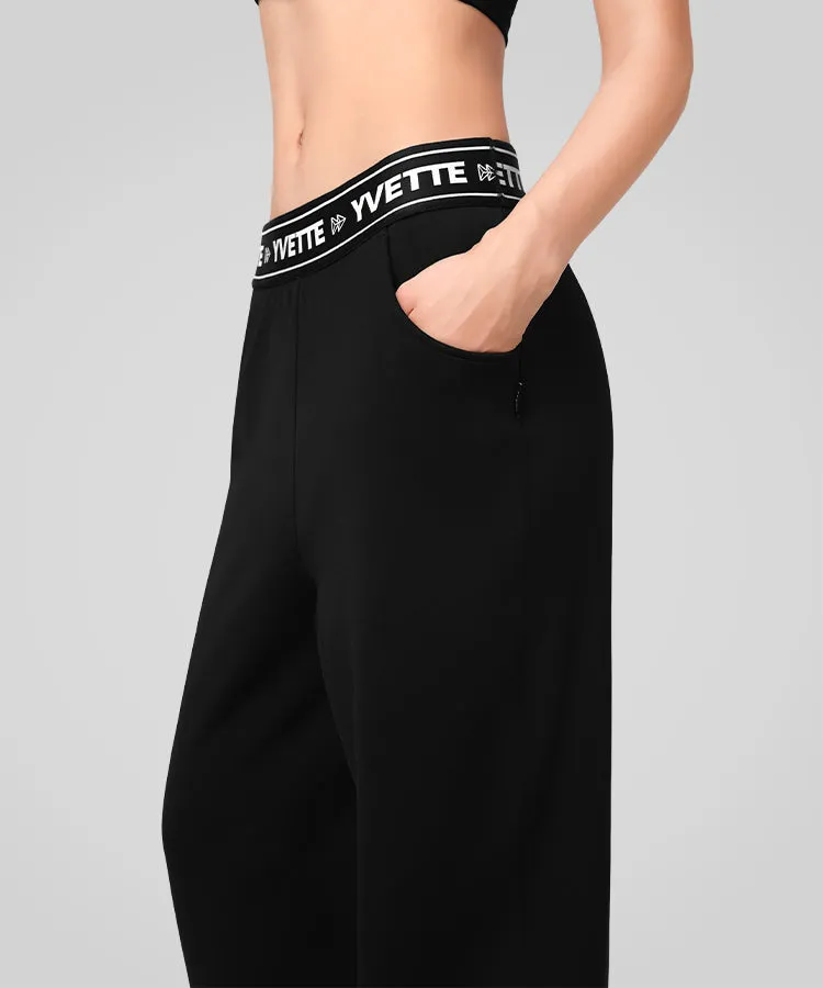 Shift Letter Print Fleece Lined Wide Leg Pants 27"| Women's Sports Pants