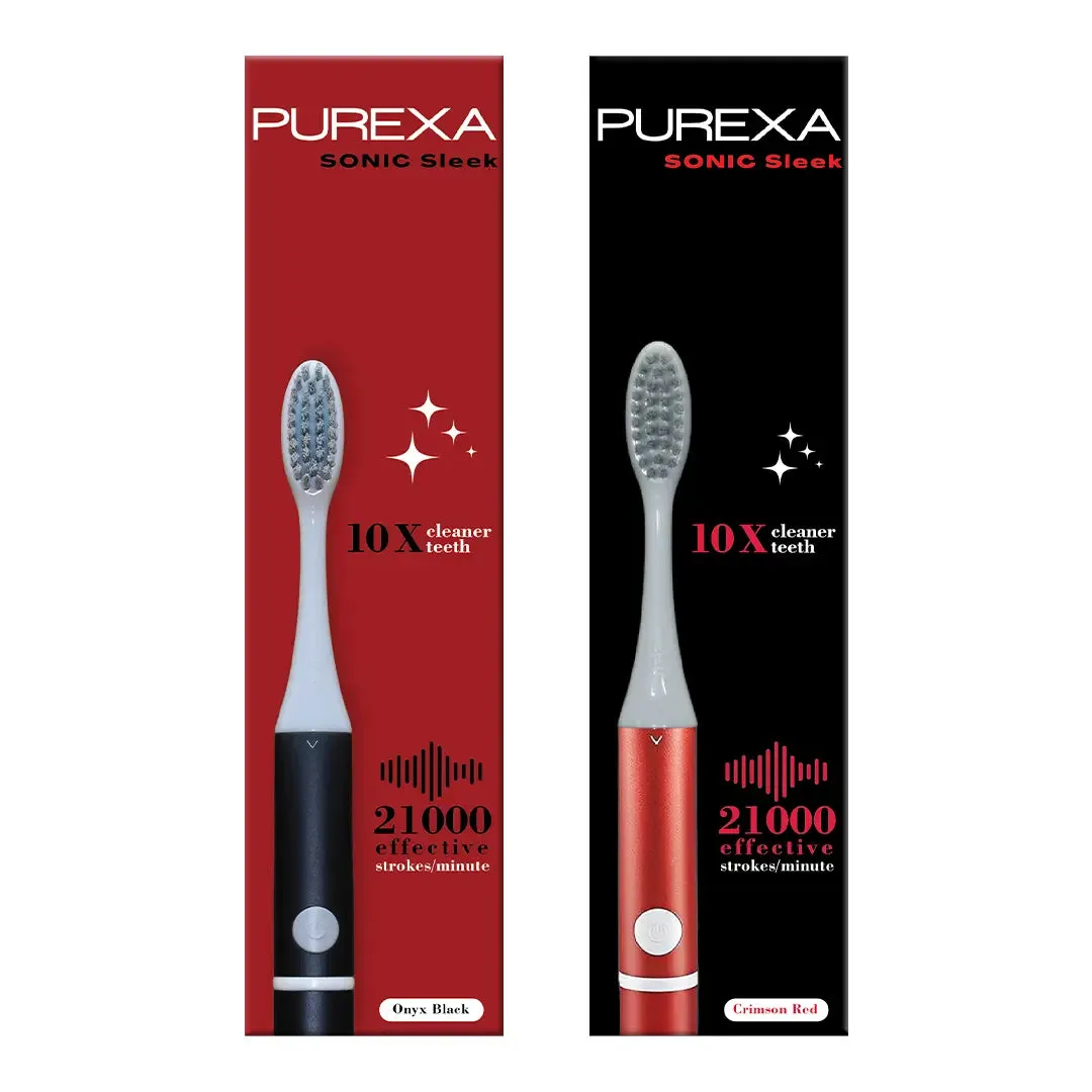 Sonic Sleek Electric Toothbrush Crimson Red and Onyx Black (Combo Pack)