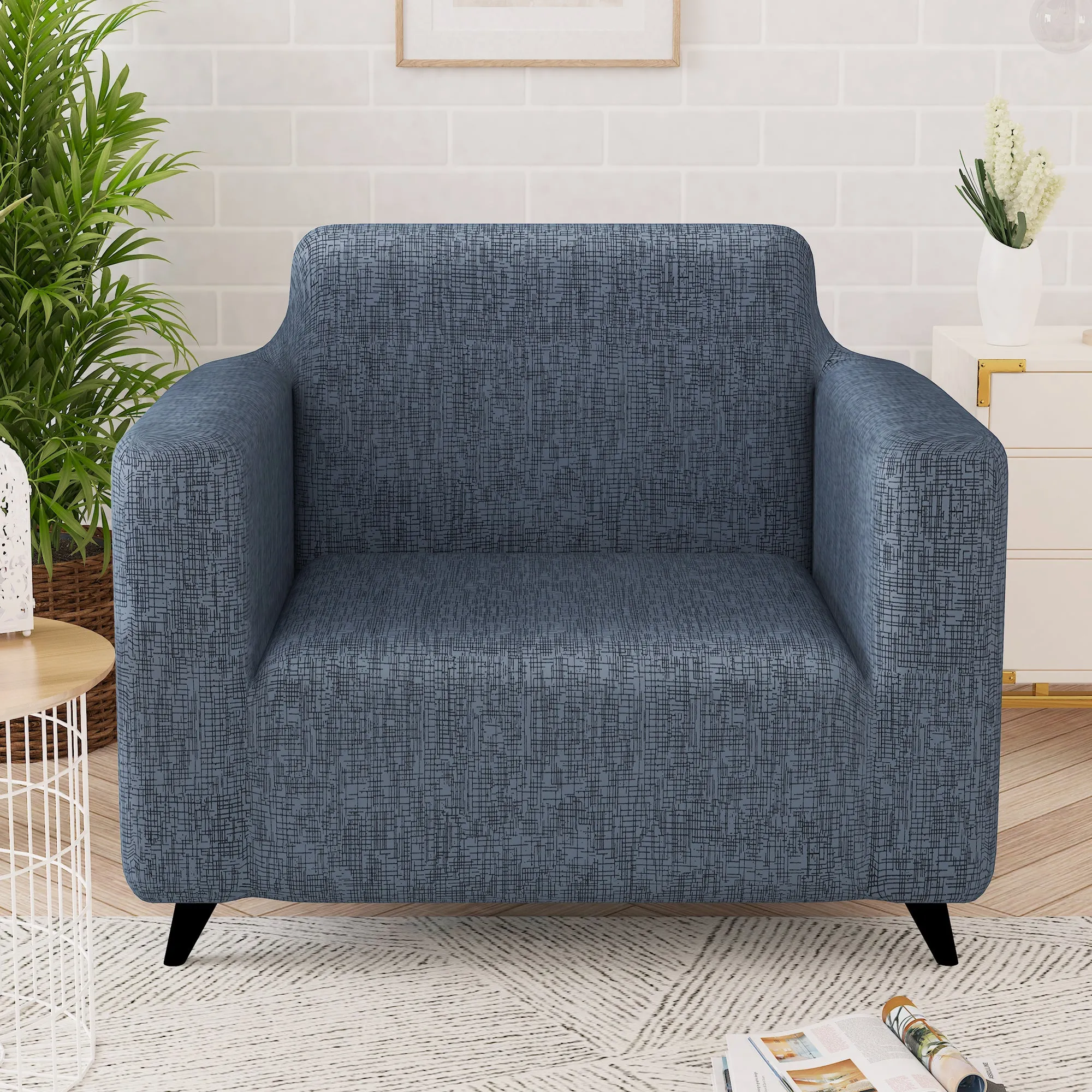 Story@Home Elastic Stretchable 1 | 2 | 3 | 4 Seater Grey Criss Cross Pattern Sofa Cover