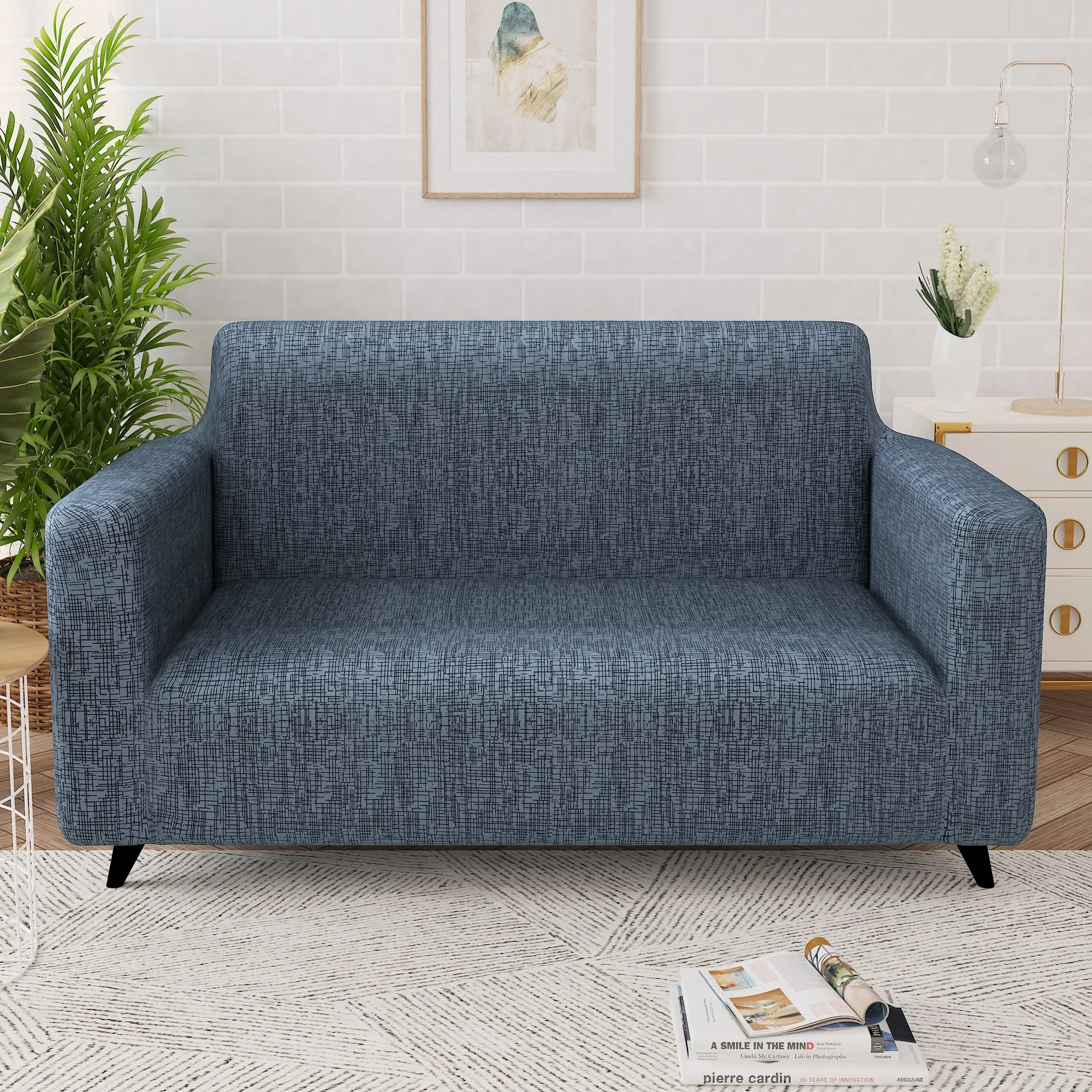 Story@Home Elastic Stretchable 1 | 2 | 3 | 4 Seater Grey Criss Cross Pattern Sofa Cover