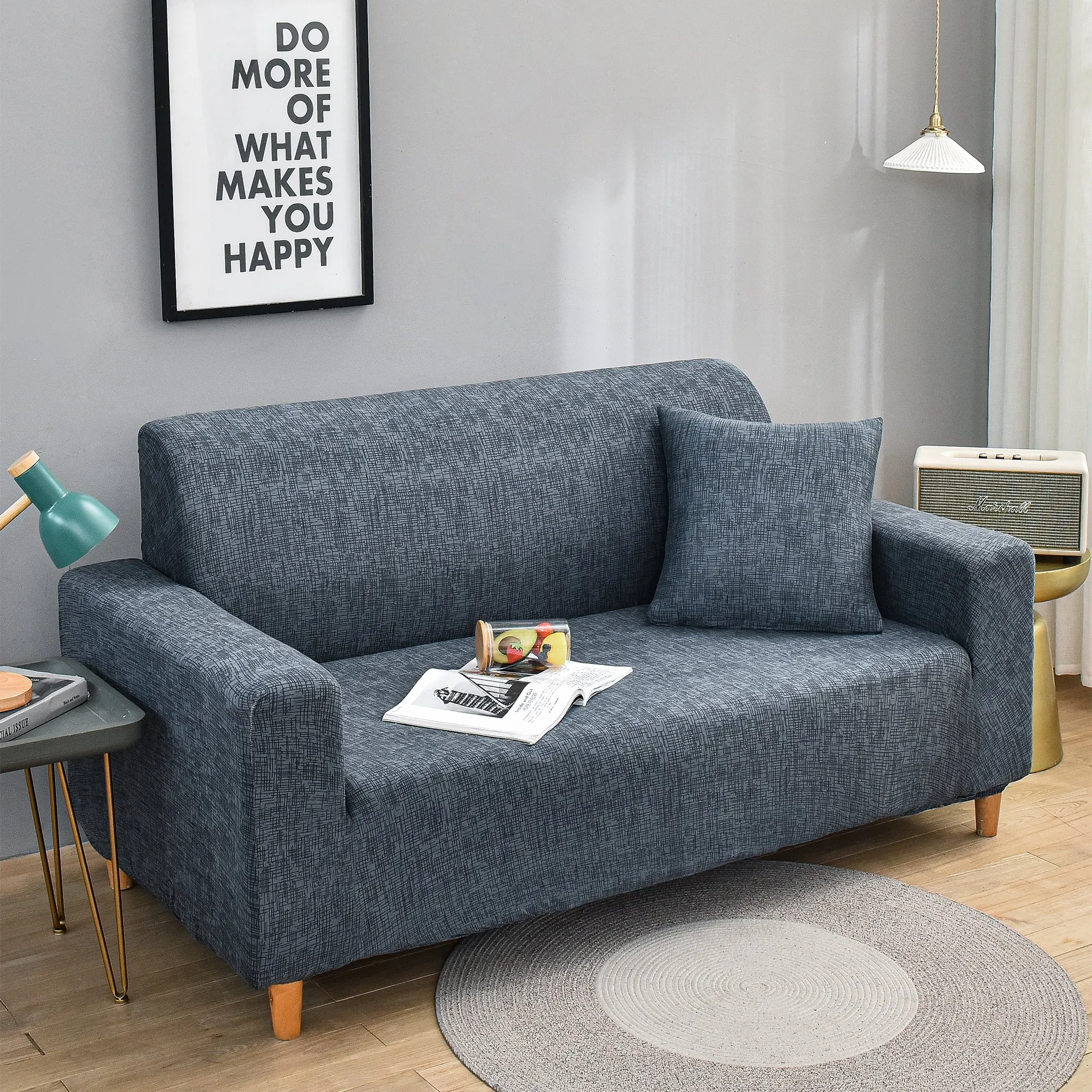 Story@Home Elastic Stretchable 1 | 2 | 3 | 4 Seater Grey Criss Cross Pattern Sofa Cover