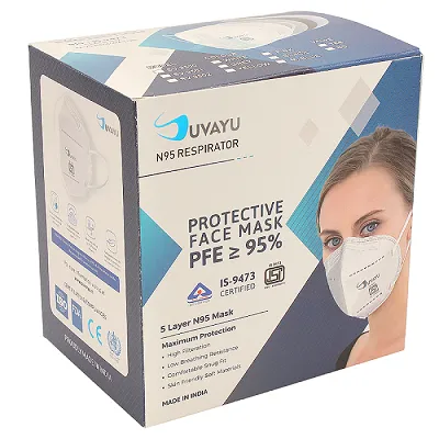 Suvayu N-95 ISI Certified A.I.I.M.S Approved 5-Layer FFP2 Mask - White