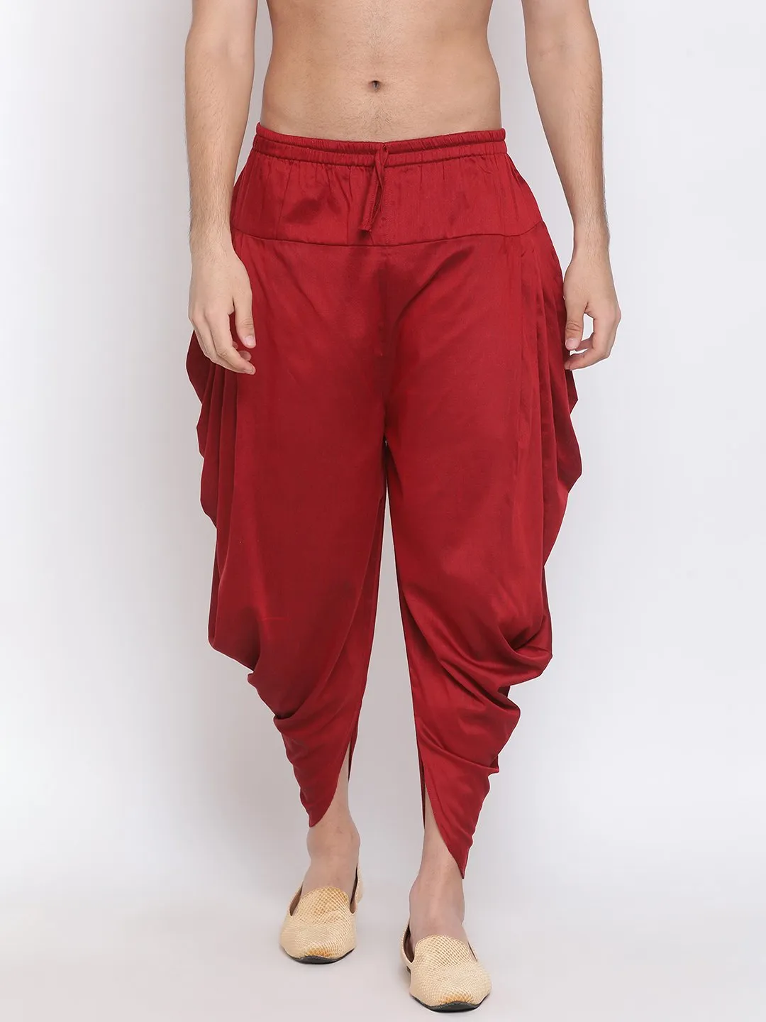 VASTRAMAY Men's Maroon  Solid Dhoti Pant