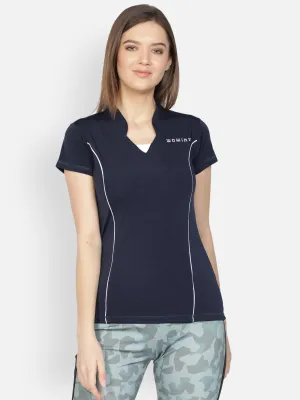 Women's Navy Stretchable Active Tshirt