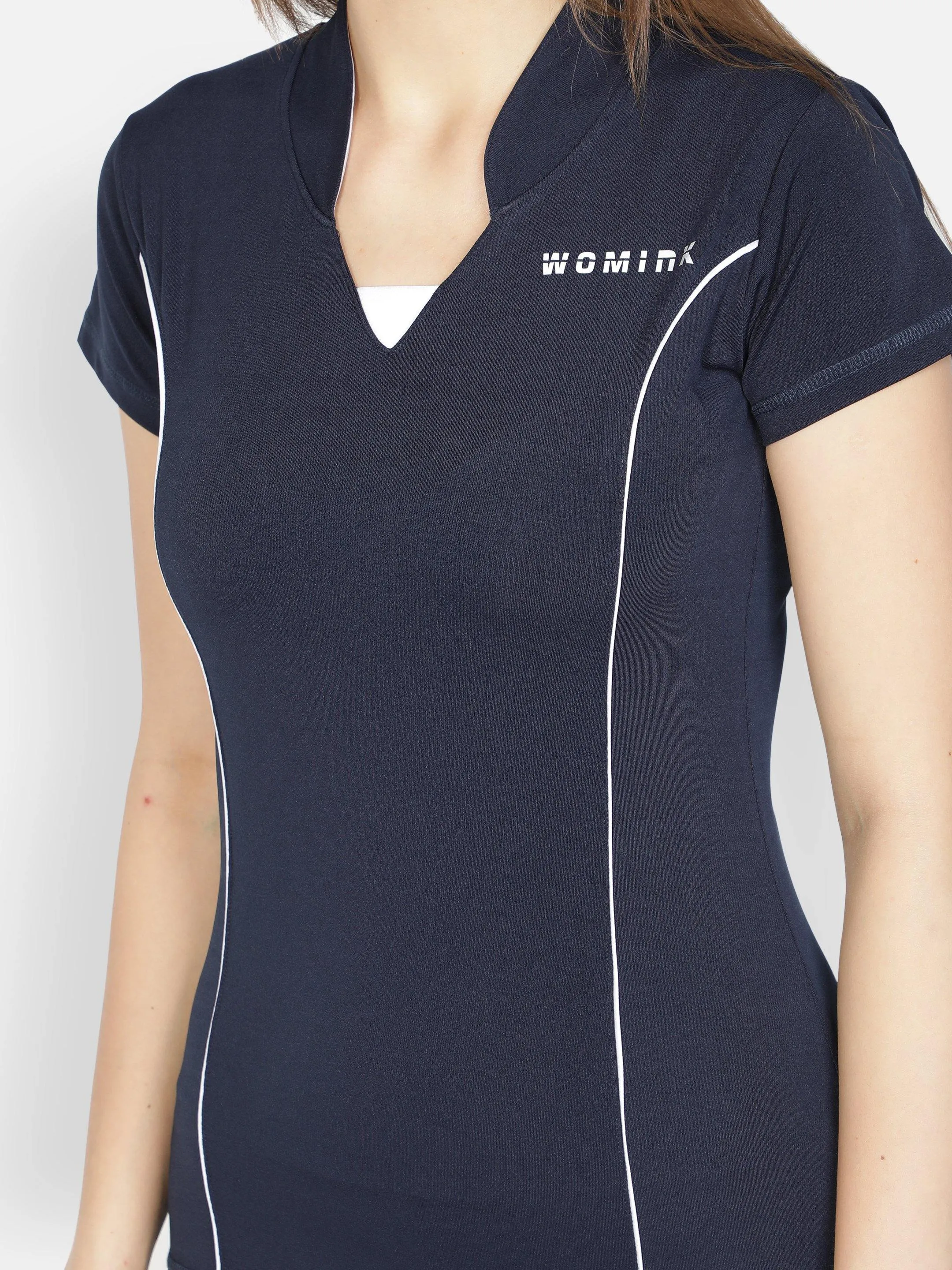 Women's Navy Stretchable Active Tshirt