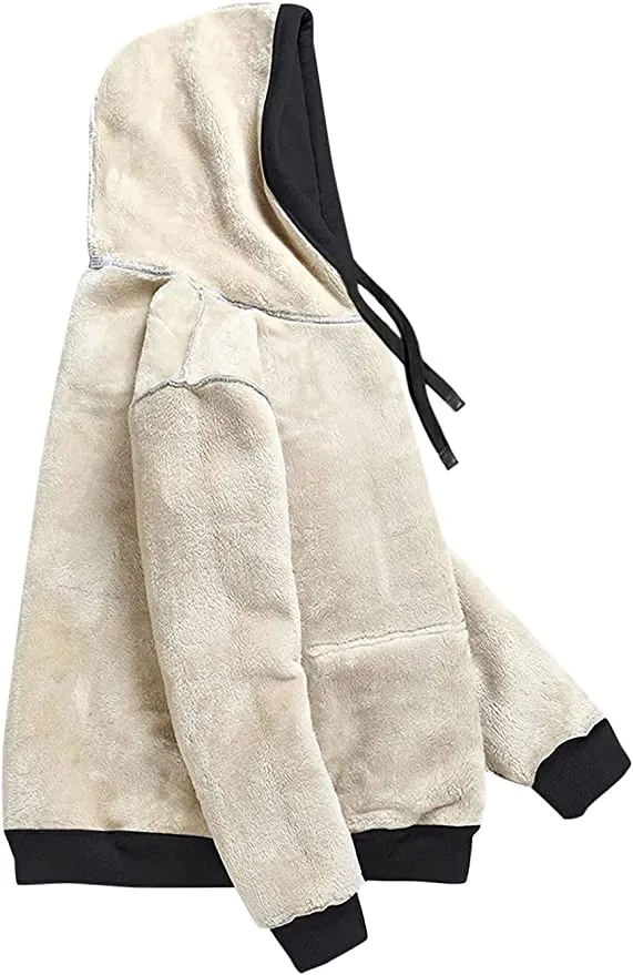 Women's Winter Warm Sherpa Fleece Lined Hooded Sweatshirts Pullover Tops  -  Made to Fit the Curvy Girl