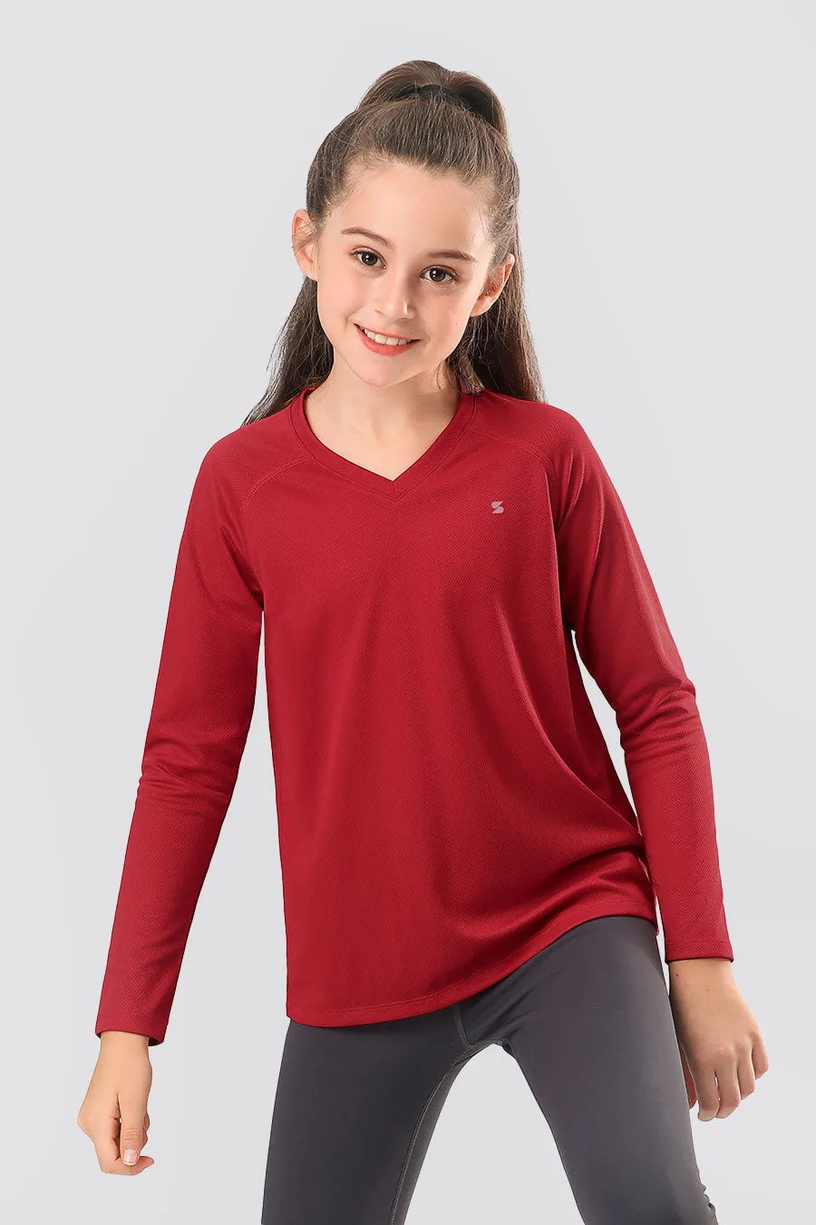 Youth Girls Boys Athletic Performance Long Sleeve Shirts