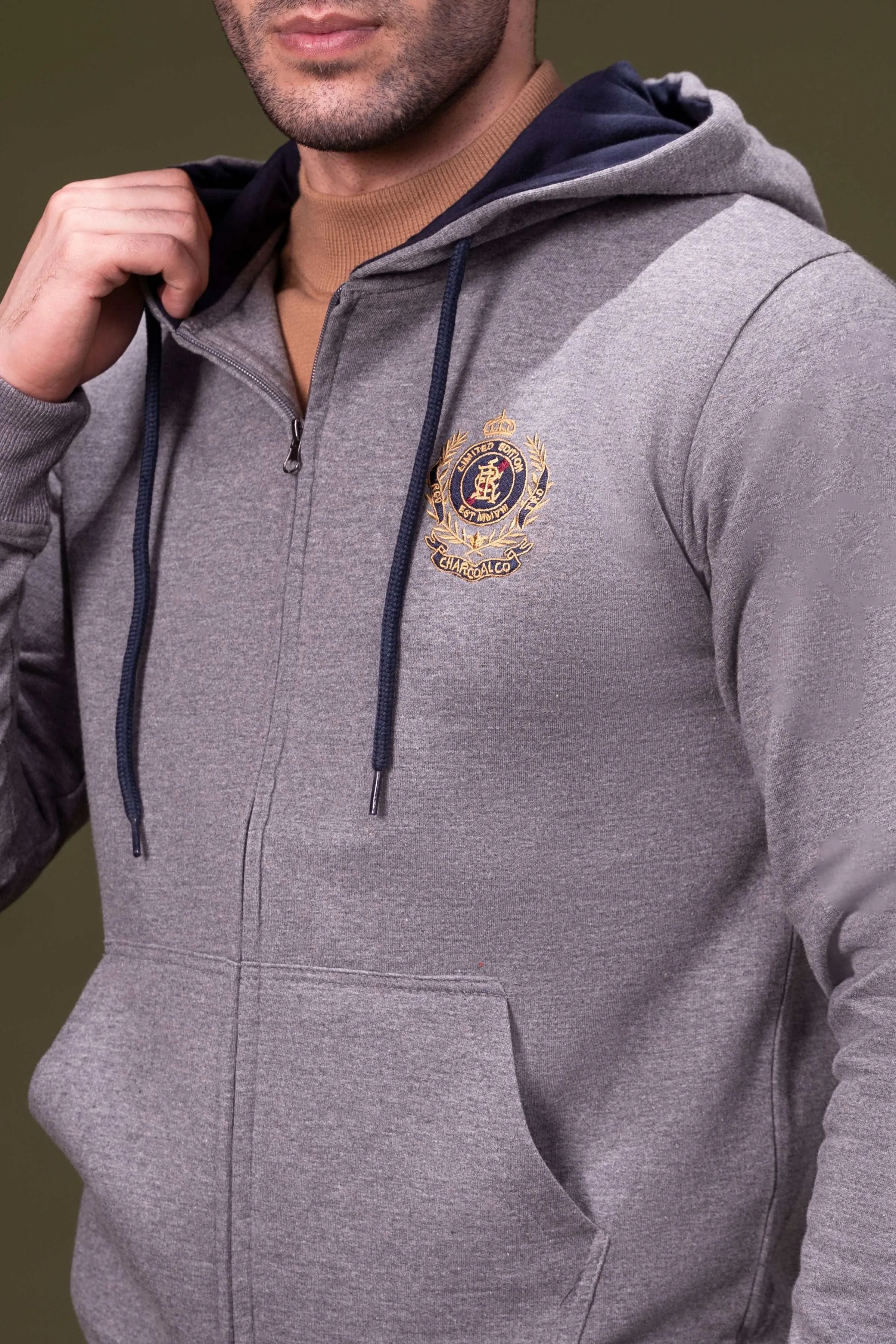 ZIPPER HOODIES GREY